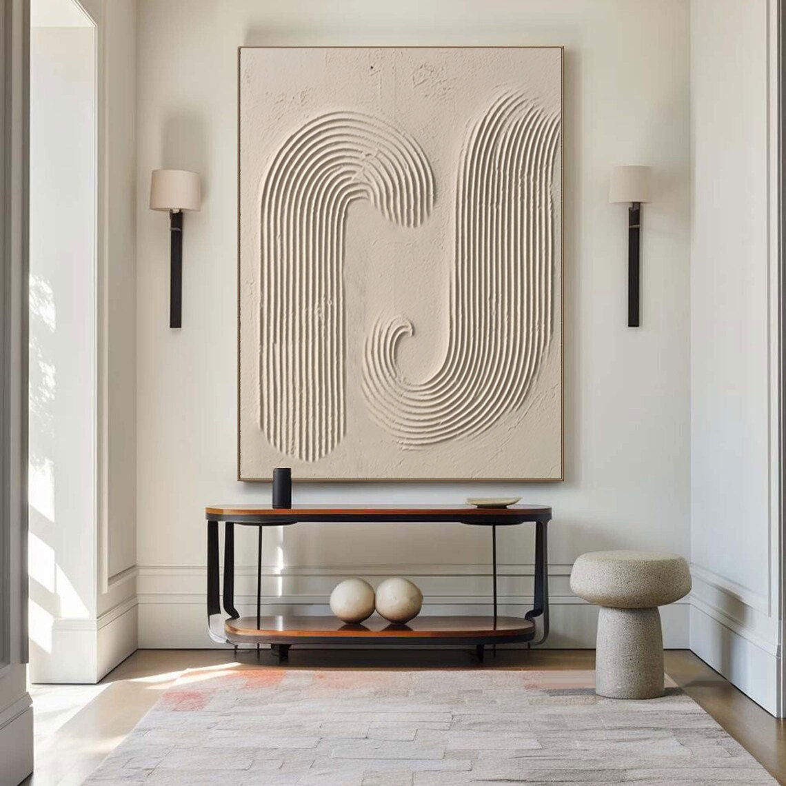 Beige Minimalist Abstract Painting #AVG 00502