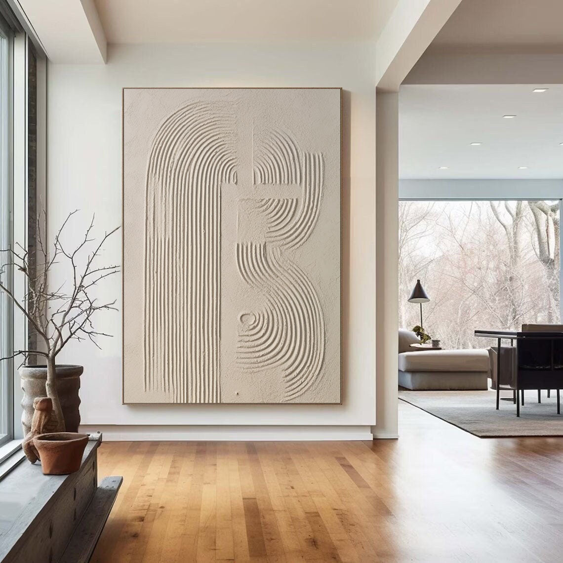Beige Minimalist Abstract Painting #AVG 00402