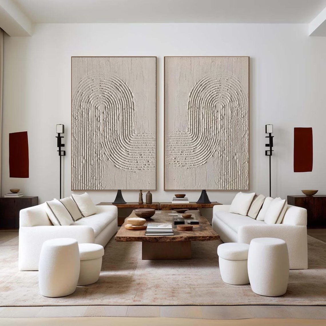 Beige & Brown Abstract Painting SET OF 2 #AVG 01102