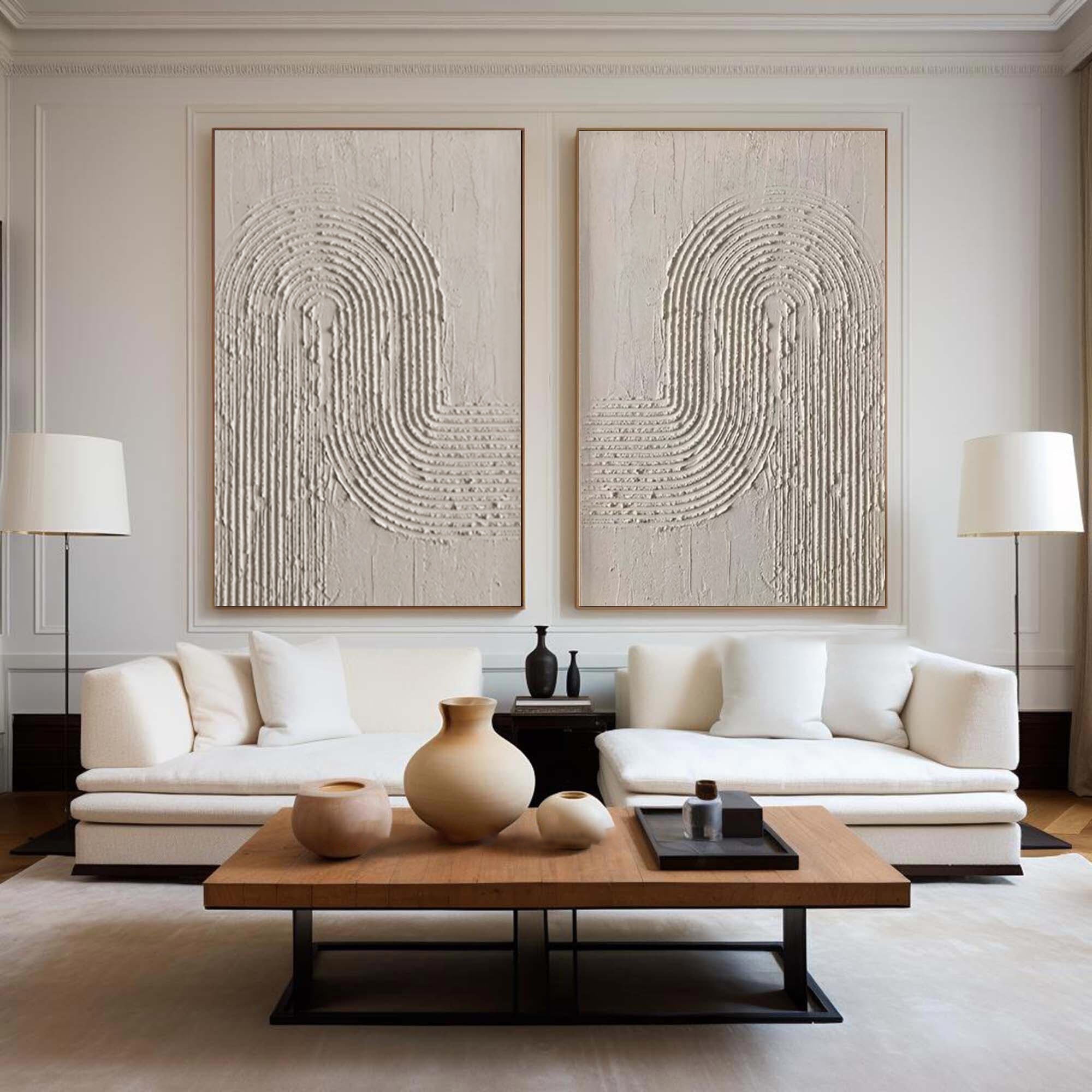 Beige & Brown Abstract Painting SET OF 2 #AVG 01102