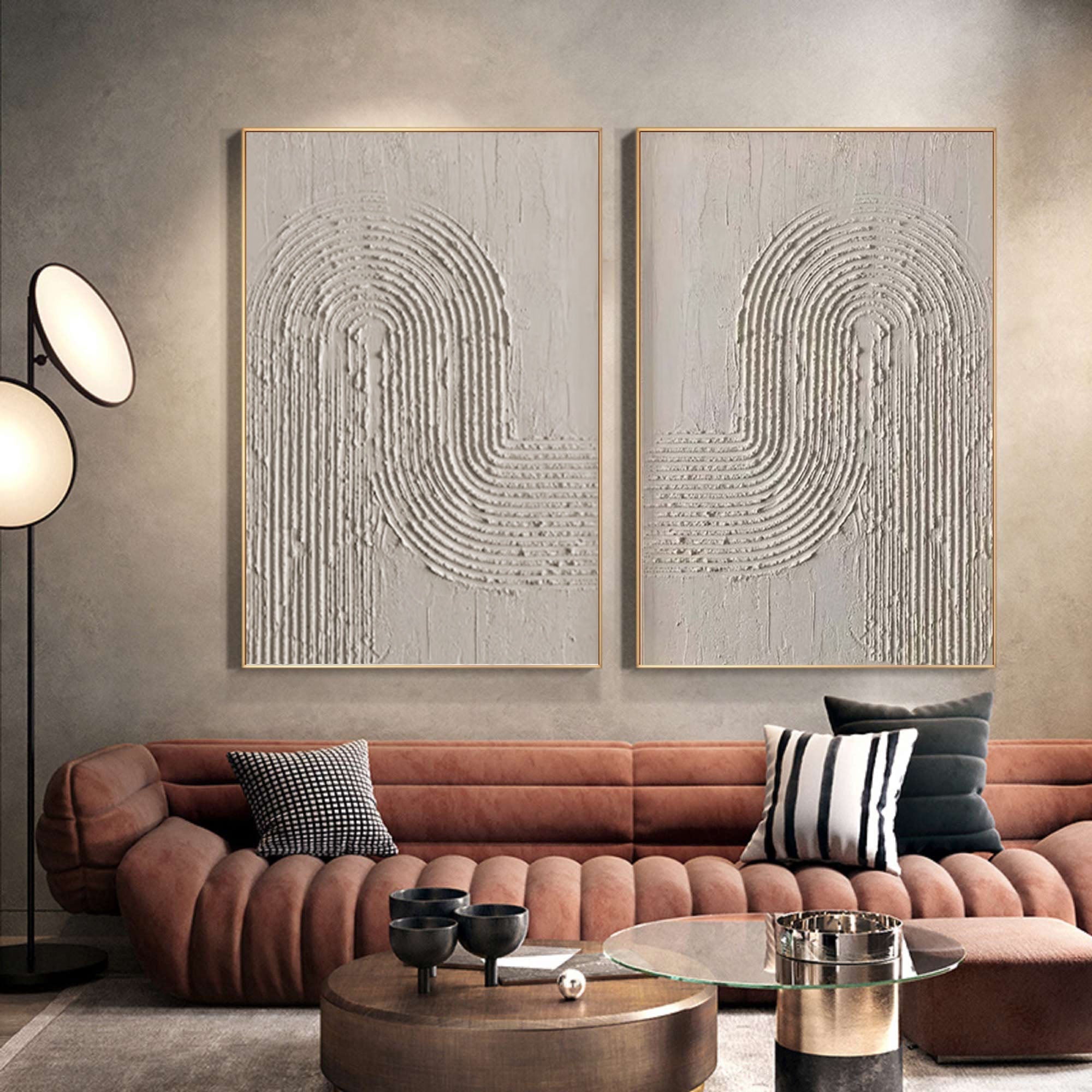 Beige & Brown Abstract Painting SET OF 2 #AVG 01102