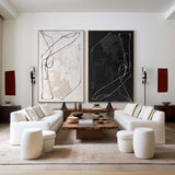 Black & White Abstract  Painting  SET OF 2 #AVG 00902