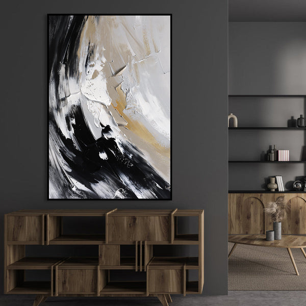Black white gray waves texture abstract artwork art1001