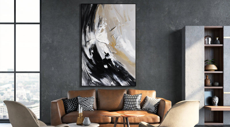 Black white gray waves texture abstract artwork art1001
