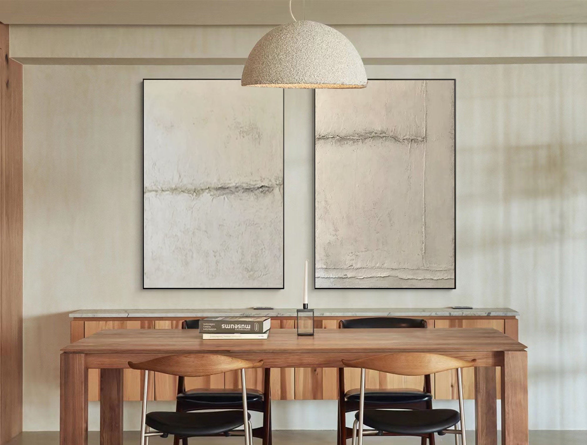 Beige & Grey Abstract Painting SET OF 2 #AVG 038