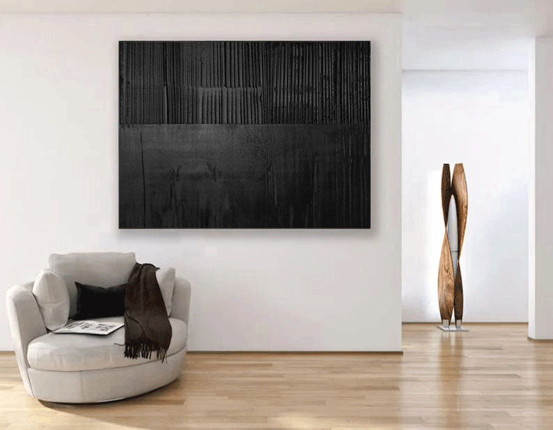 Large Black Minimalist Abstract Wall Art
