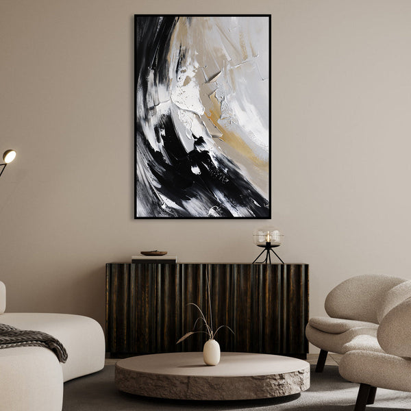 Black white gray waves texture abstract artwork art1001