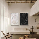 Black & White Abstract  Painting  SET OF 2 #AVG 00902