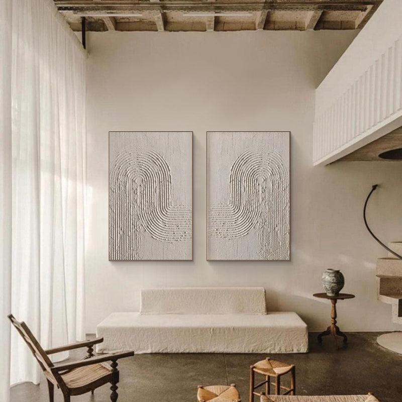 Beige & Brown Abstract Painting SET OF 2 #AVG 01102