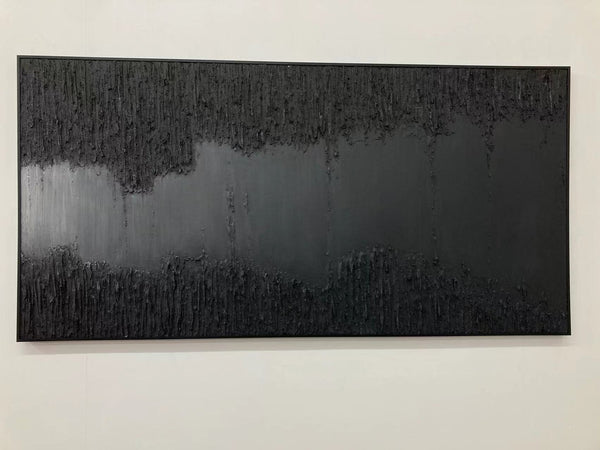 Black Minimalist- Large Modern Black Textured Canvas Art