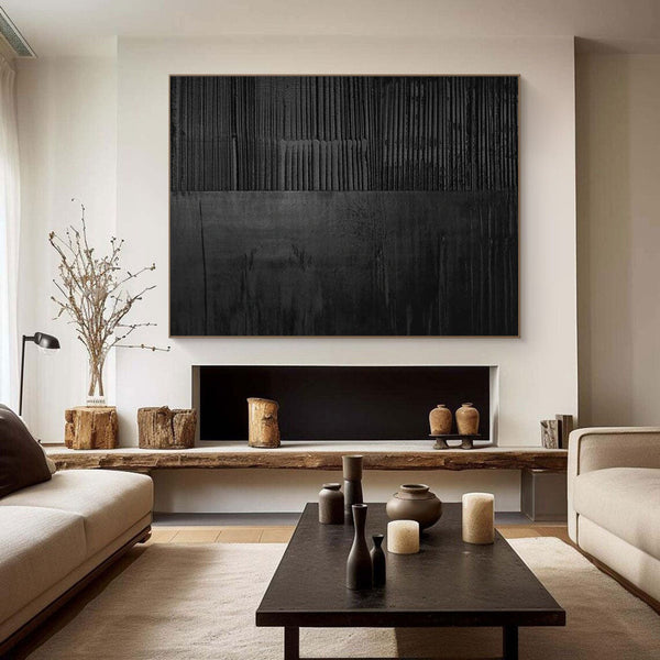 Large Black Minimalist Abstract Wall Art