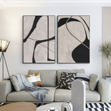 Black & White Abstract  Painting  SET OF 2 #CXA 013