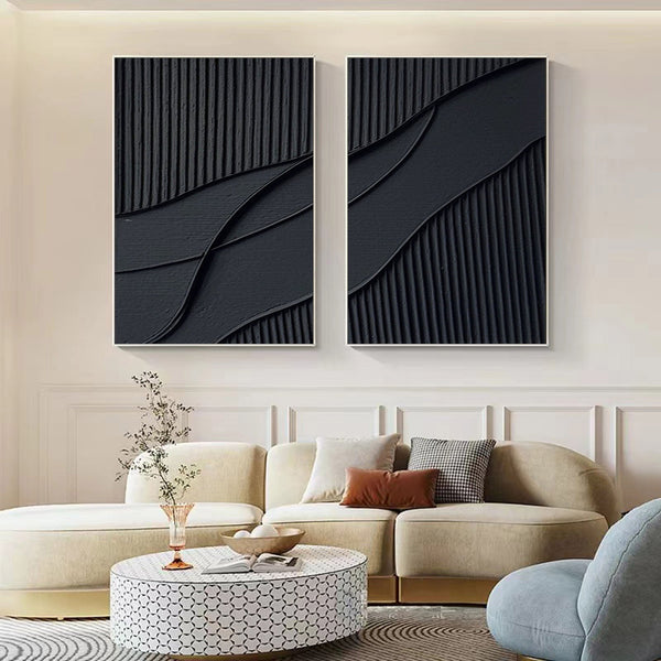 Shadow Waves Abstract Painting SET OF 2
