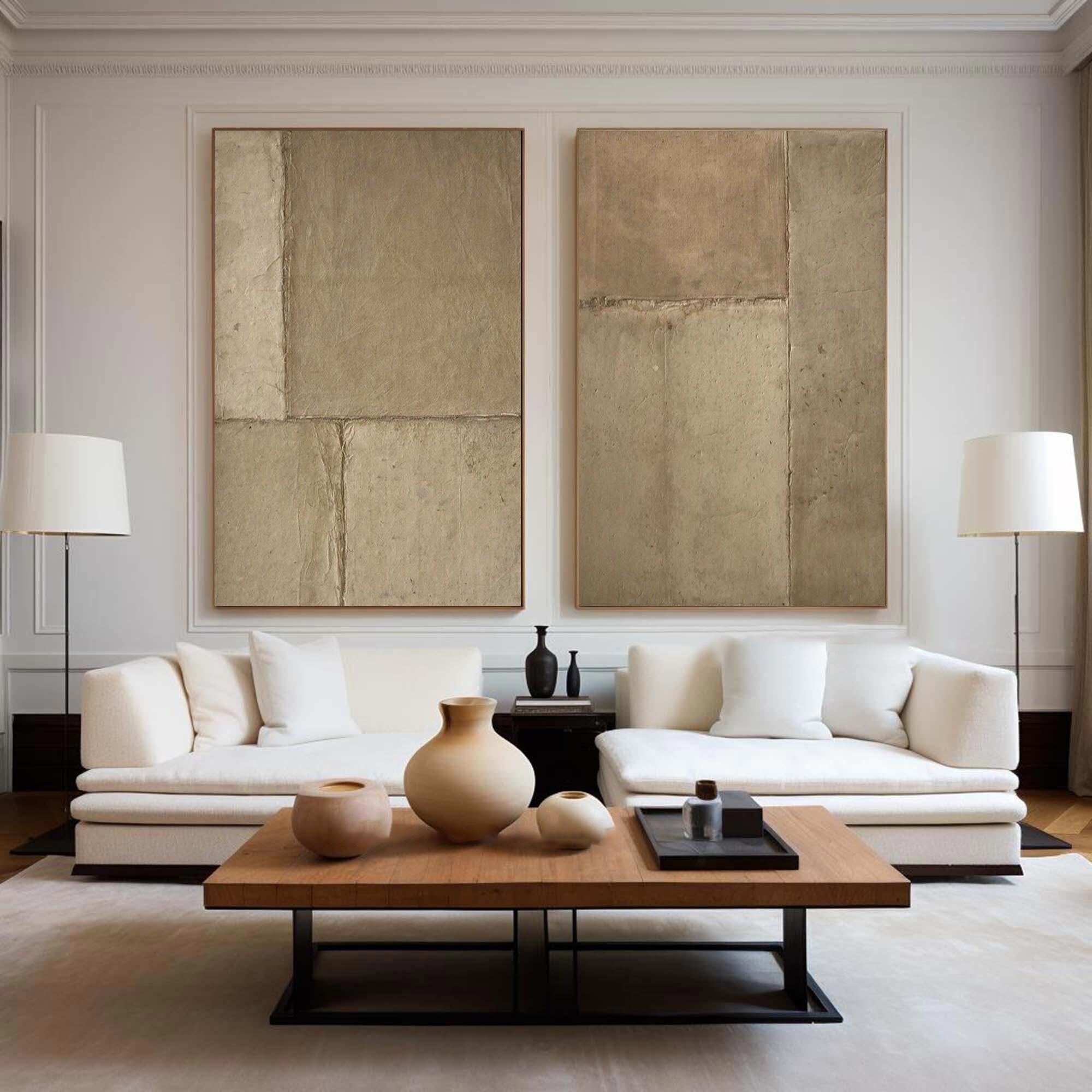 Beige & Brown Abstract Painting SET OF 2 #AVG 00601