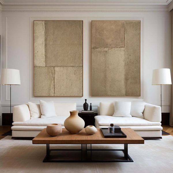 Beige & Brown Abstract Painting SET OF 2 #AVG 00601