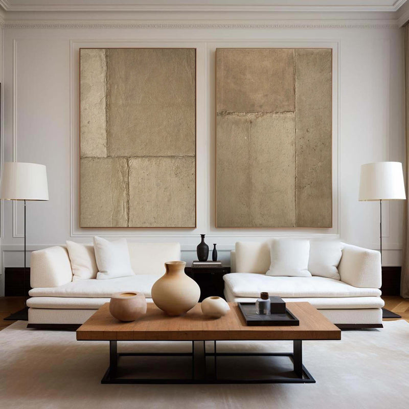 Beige & Brown Abstract Painting SET OF 2 #AVG 00601