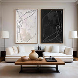 Black & White Abstract  Painting  SET OF 2 #AVG 00902
