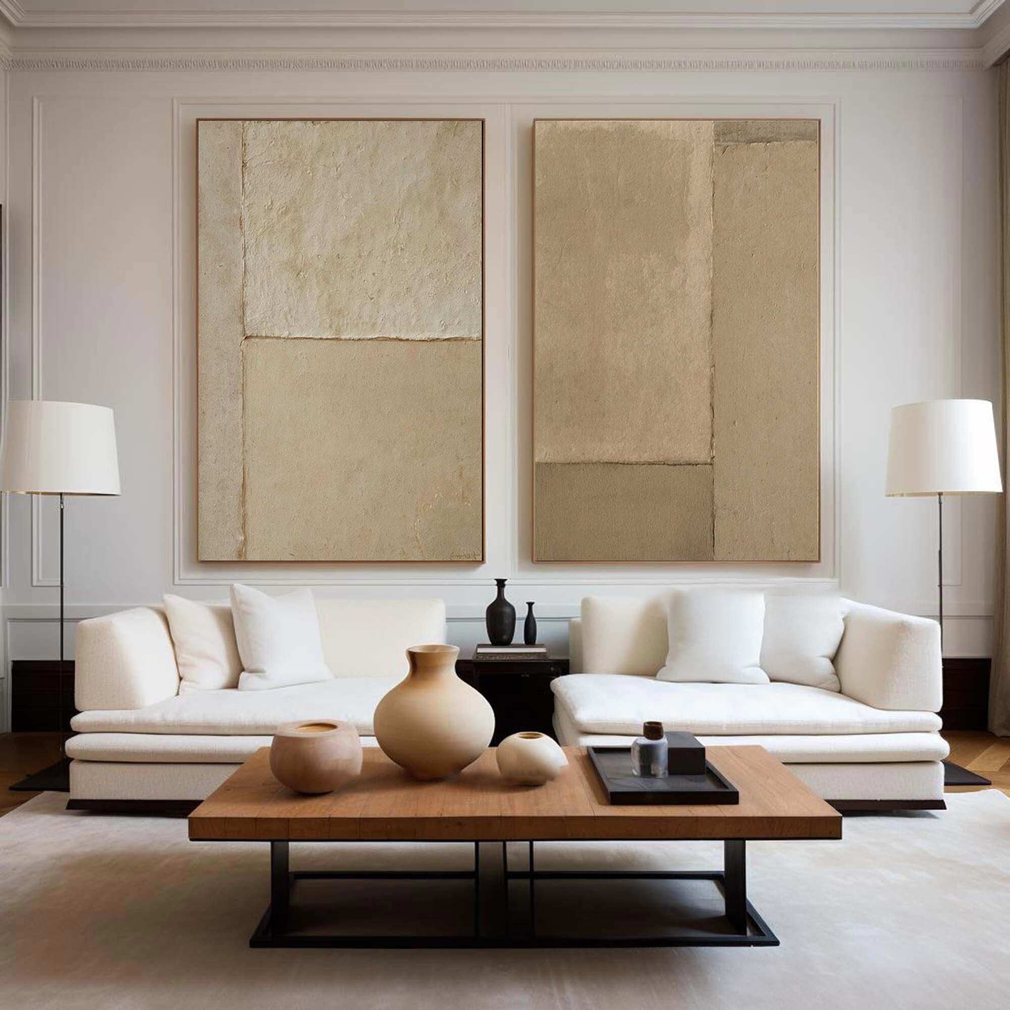 Beige & Brown Abstract Painting SET OF 2 #AVG 00602