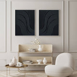 Black Minimalist Abstract Canvas Art Set of 2