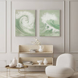 Green & White Abstract  Painting SET OF 2 #AVG 034