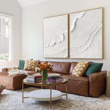 White Plaster 3D Textured Minimalist Abstract Art on Canvas SET OF 2