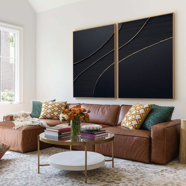 Midnight Elegance Abstract Painting SET OF 2