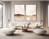 Beige & Brown Abstract Painting SET OF 2 #AVG 036
