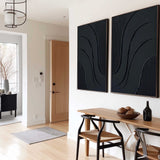 Black Minimalist Abstract Canvas Art Set of 2