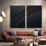 Midnight Elegance Abstract Painting SET OF 2