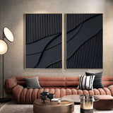 Shadow Waves Abstract Painting SET OF 2