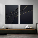 Midnight Elegance Abstract Painting SET OF 2