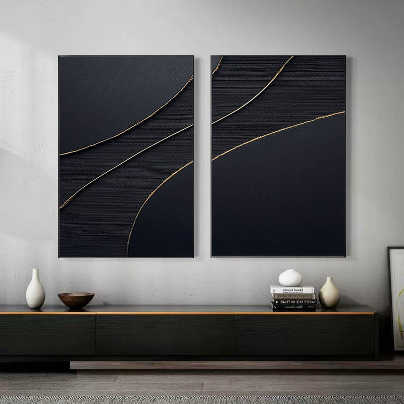 Midnight Elegance Abstract Painting SET OF 2