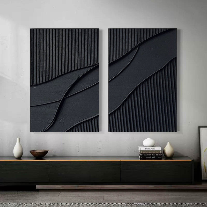 Shadow Waves Abstract Painting SET OF 2