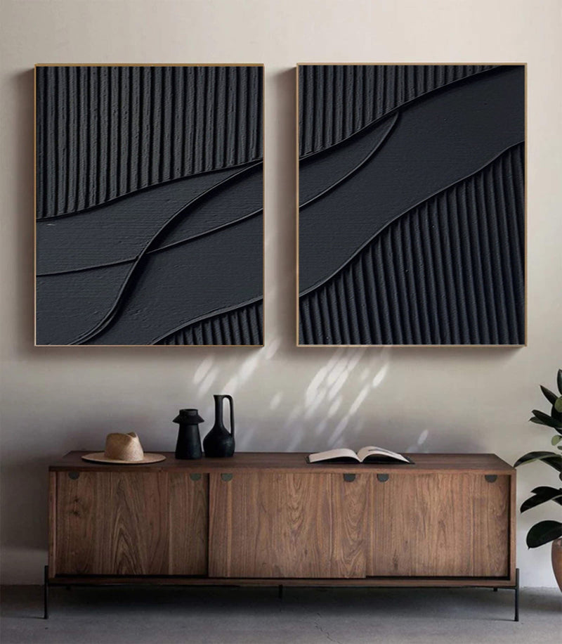 Shadow Waves Abstract Painting SET OF 2