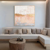 Abstract Pink and Gold Textured Canvas Painting