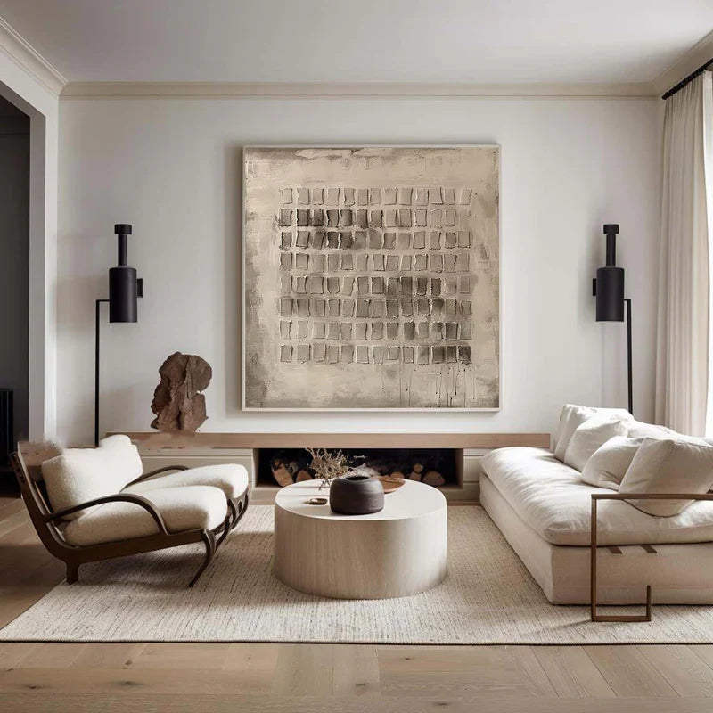 Beige & Brown Abstract Painting #art10212