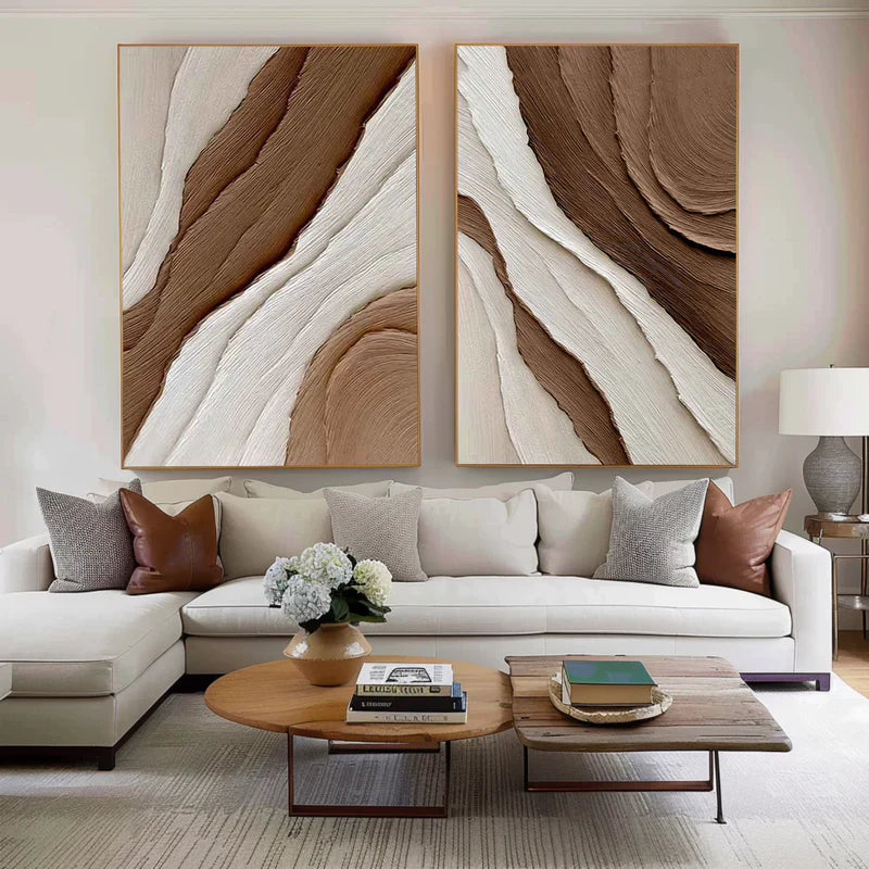 Beige & Brown Minimalist Painting Set Of 2 #art102110