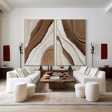 Beige & Brown Minimalist Painting Set Of 2 #art102110