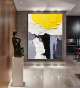 Black. White. and Yellow Knife Painting Wall Art