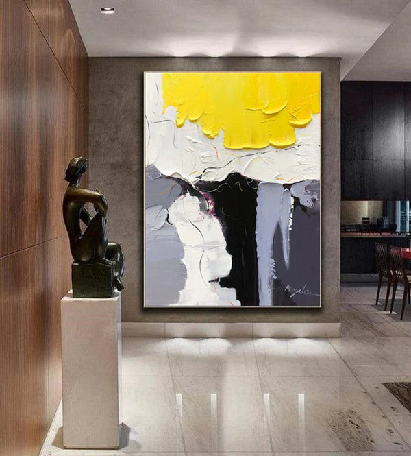 Black. White. and Yellow Knife Painting Wall Art