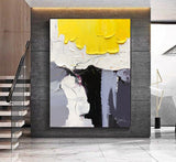 Black. White. and Yellow Knife Painting Wall Art