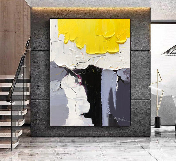 Black. White. and Yellow Knife Painting Wall Art