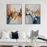 Abstract Flower and Tree Painting Set of 2 - Colorful Modern Canvas Wall Art