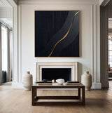 Large Black and Gold Abstract Canvas Wall Art #art102114