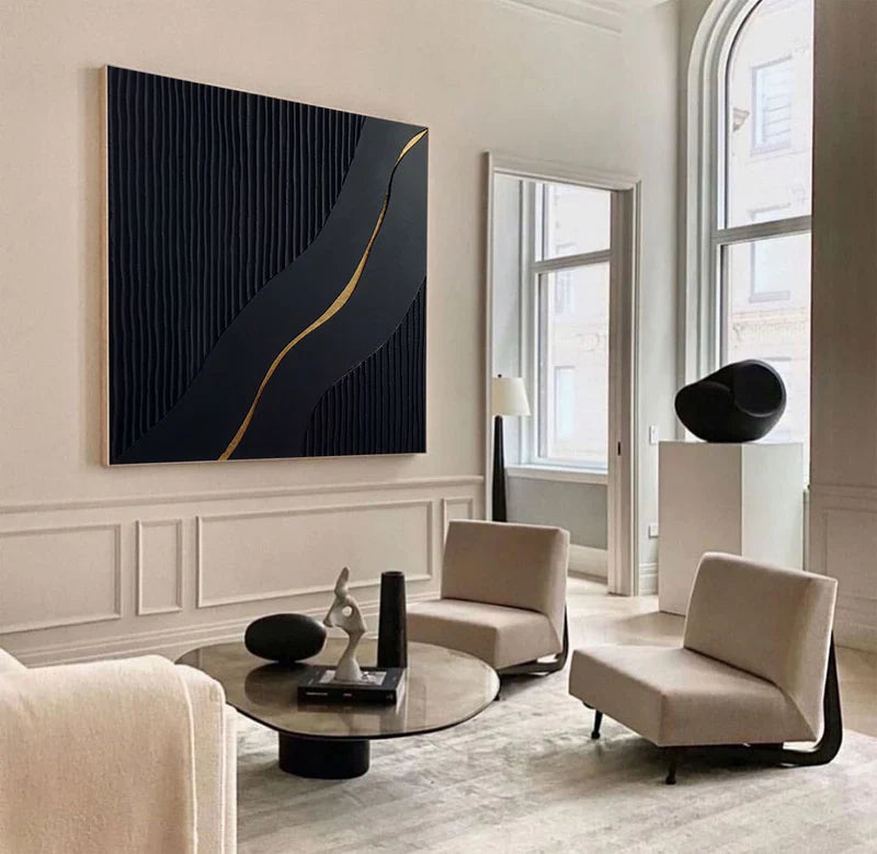 Large Black and Gold Abstract Canvas Wall Art #art102114