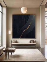 Large Black and Gold Abstract Canvas Wall Art #art102114