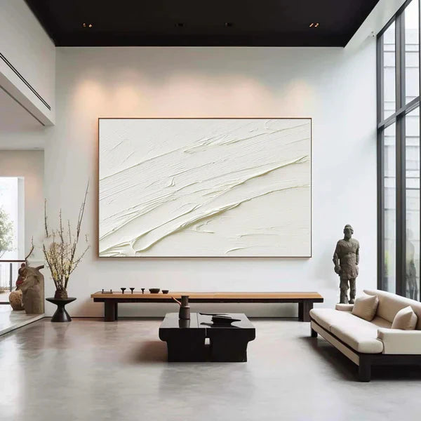Minimalistic Balance Canvas Painting - Large Abstract Textured Wall Art