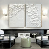 Textured Snowfall Abstract Painting Set of 2
