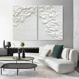 Textured Snowfall Abstract Painting Set of 2