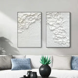 Textured Snowfall Abstract Painting Set of 2